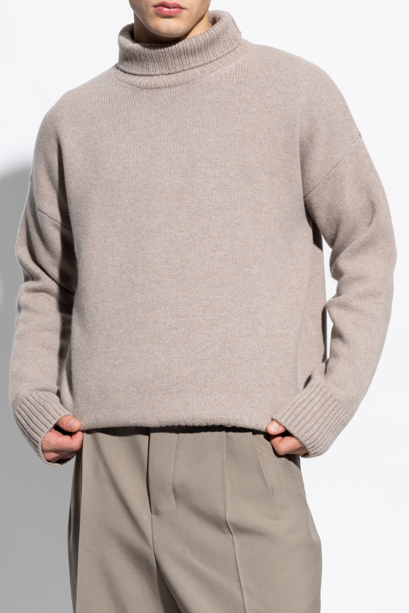 AMI factory ALEXANDRE MATTIUSSI GREY MERINO CASHMERE TURTLENECK SWEATER